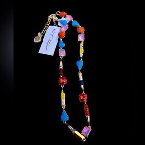 BETSEY JOHNSON Back To School Pencil & Mixed Stone Charm Necklace Viral NEW NWT